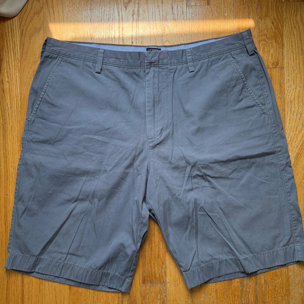 J.Crew Rivington Gray Chino Shorts Mens 38W 100% Cotton Flat Front Casual